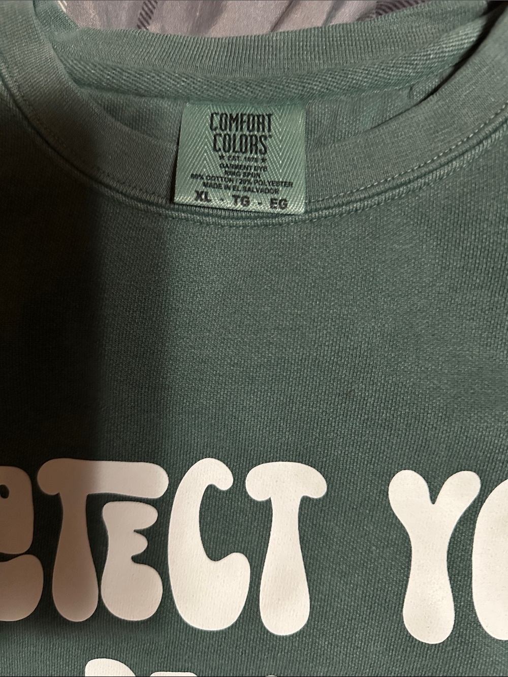 Protect Your Peace Graphic Sweatshirt - Pink on Olive Green - Picture 3 of 3